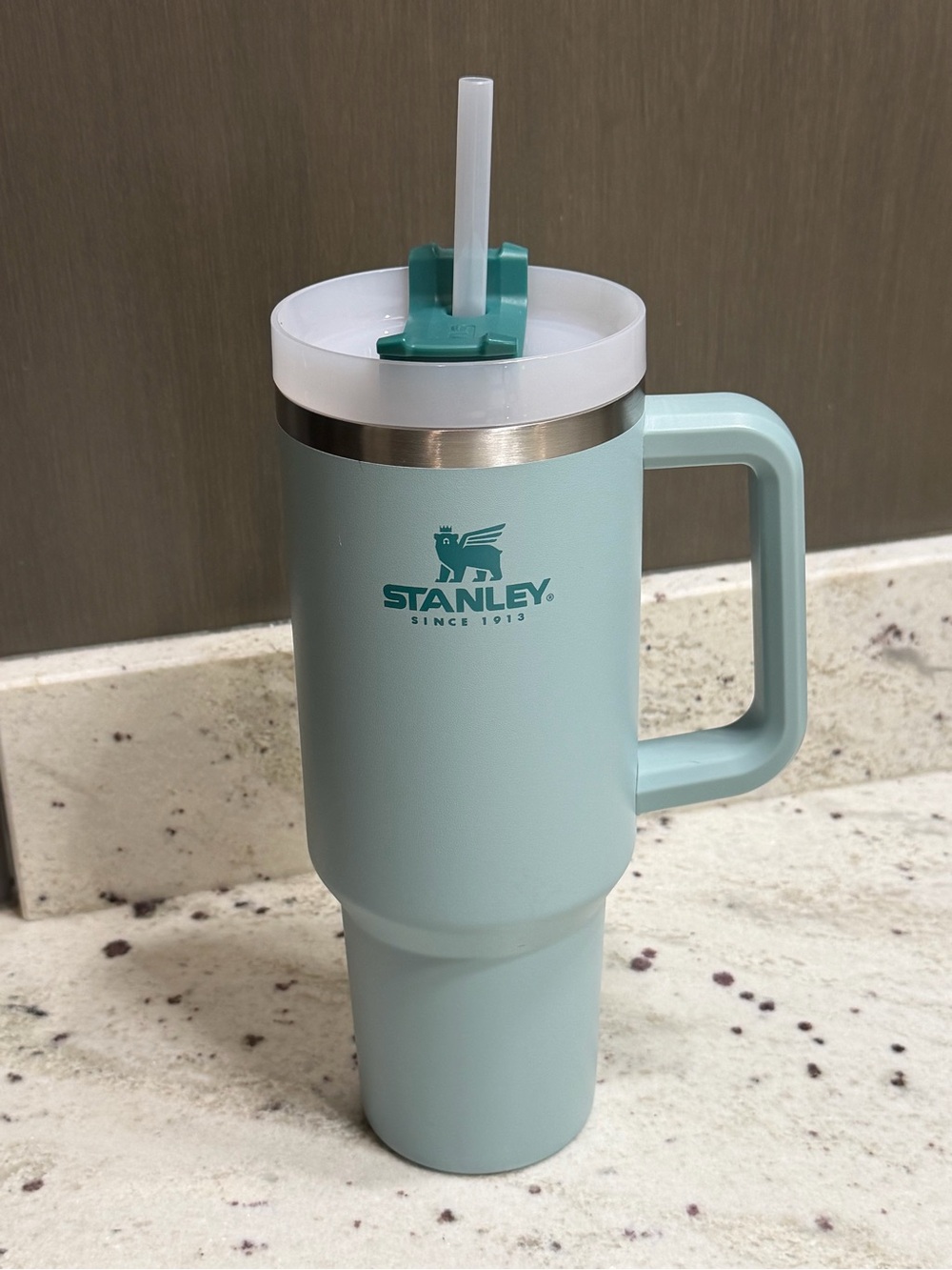 Stanley Seafoam Travel Mug with Handle and Straw